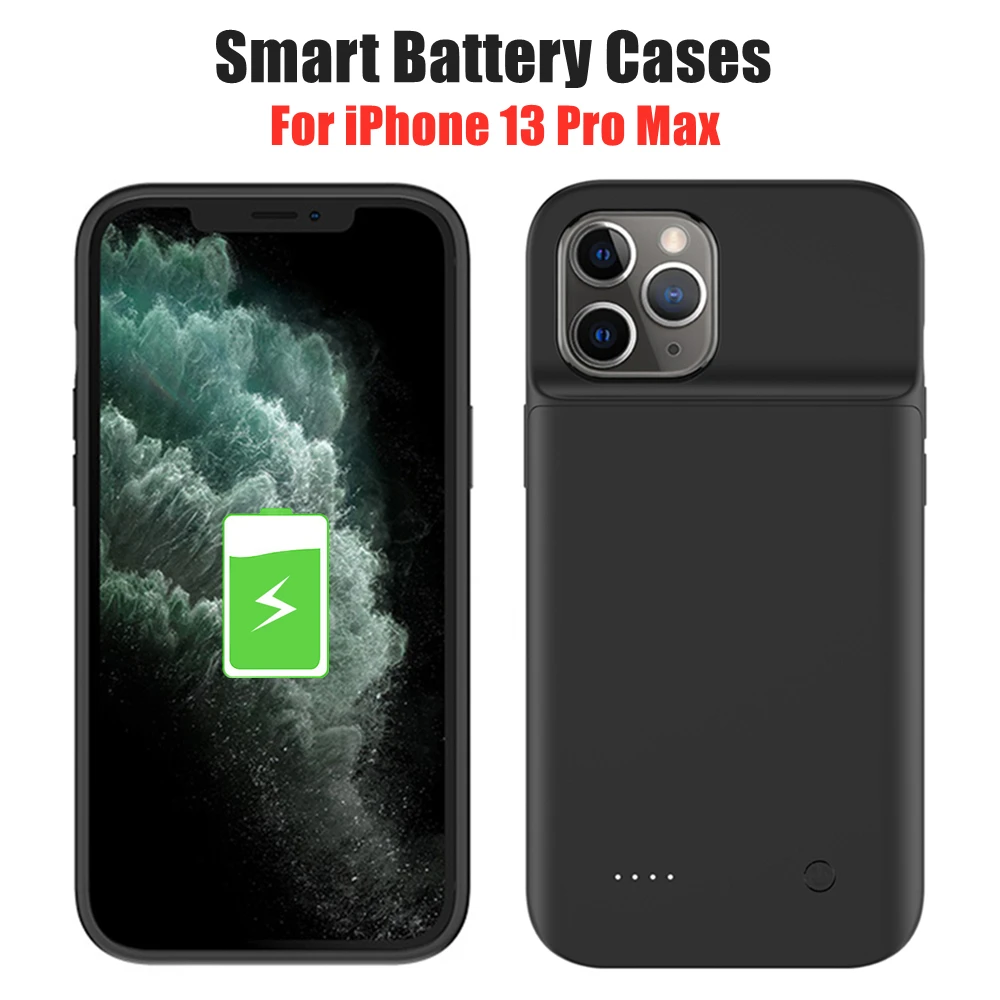 Power Bank Cover For iPhone 13 Pro Max 13 Pro 13 Mini Battery Charger Cases Soft Silicone Shockproof Powerbank Charging Case