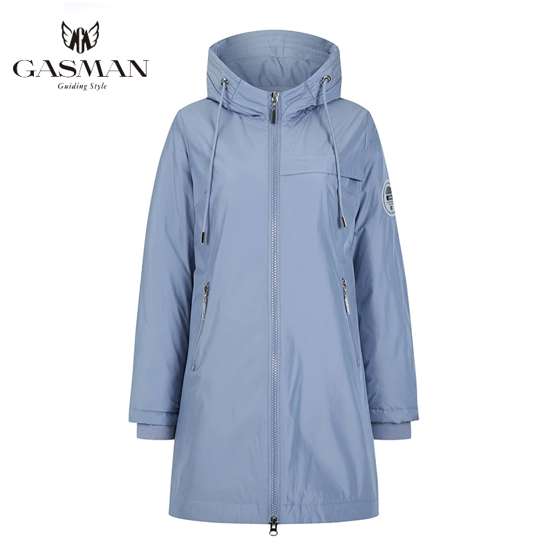 GASMAN Fashion windproof warm women\'s jacket Long zipper down parka hooded down jacket for women autumn solid cotton coat Female