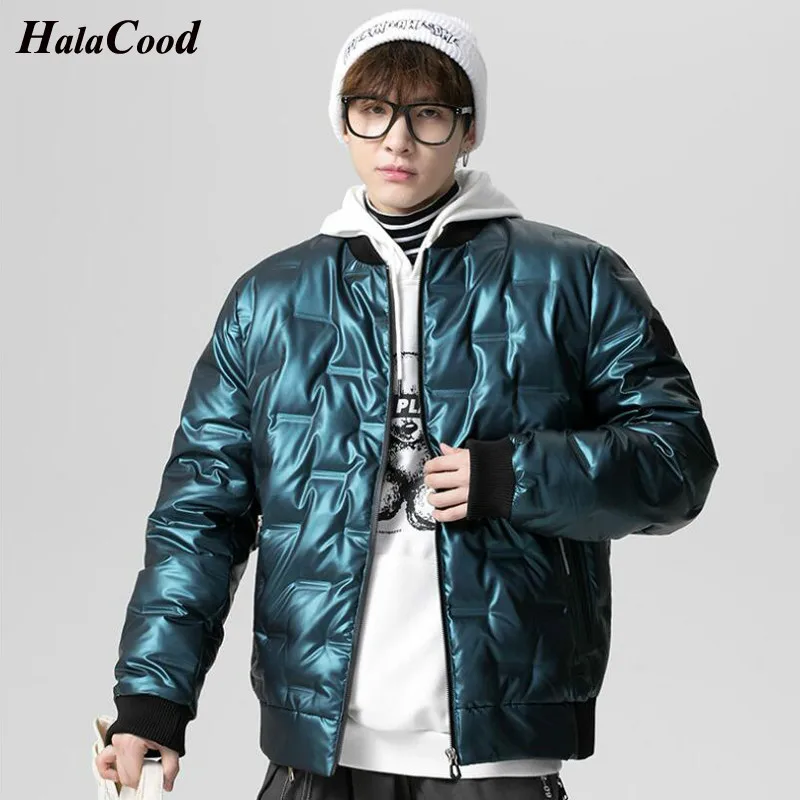 HALACOOD piumino lucido di marca uomo Streetwear marca piumini invernali uomo piumino caldo cappotto capispalla uomo High Street