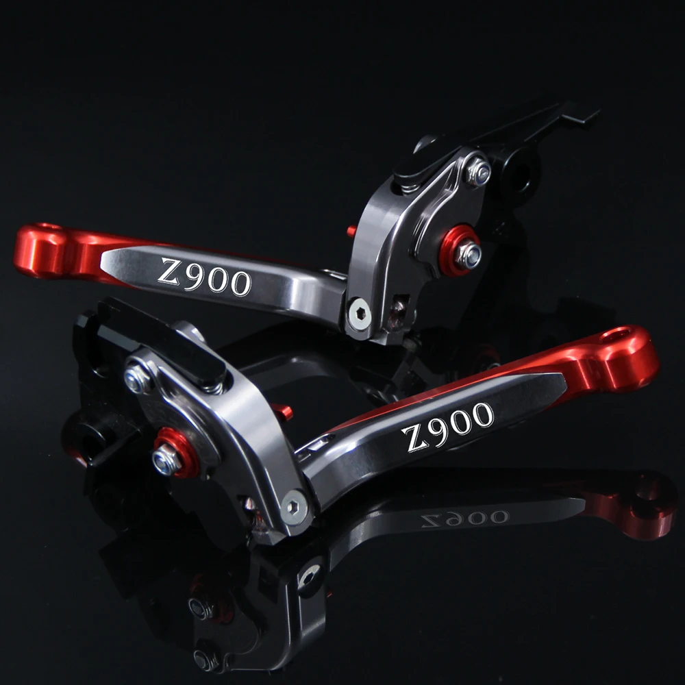 Laser Logo: (Z900)Red &Titanium CNC Adjustable Extendable Motorcycle Brake Clutch Levers For Kawasaki Z900 Z 900 2017 2018