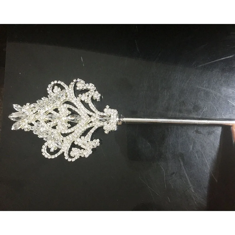 New Beauty Props Leaves Diamond Scepter Metal Walking Role Play Fairy Stick Jewelry Princess Queen