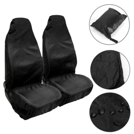 2 Pieces Black Universal Car Waterproof Front Seat Covers Seat Protector Dirt Protect Cover