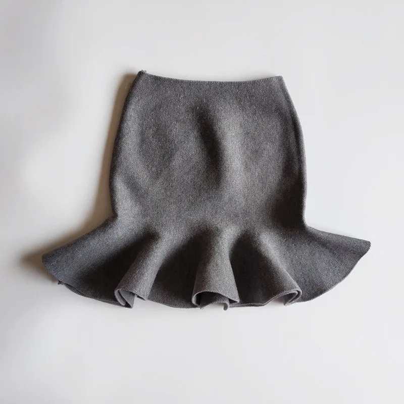 DE PEACH Autumn Winter Baby Girls tutu Mermaid Skirt Kids Princess Fashion Knitted Pleated Skirts Children Slim Mini Bud Skirt