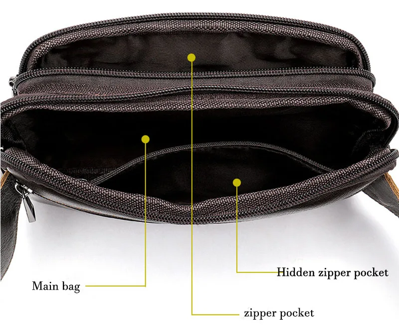 Luufan-riñonera de cuero para hombre, bolso de pecho de cuero crazy horse, a la moda, para teléfono móvil, bandolera pequeña