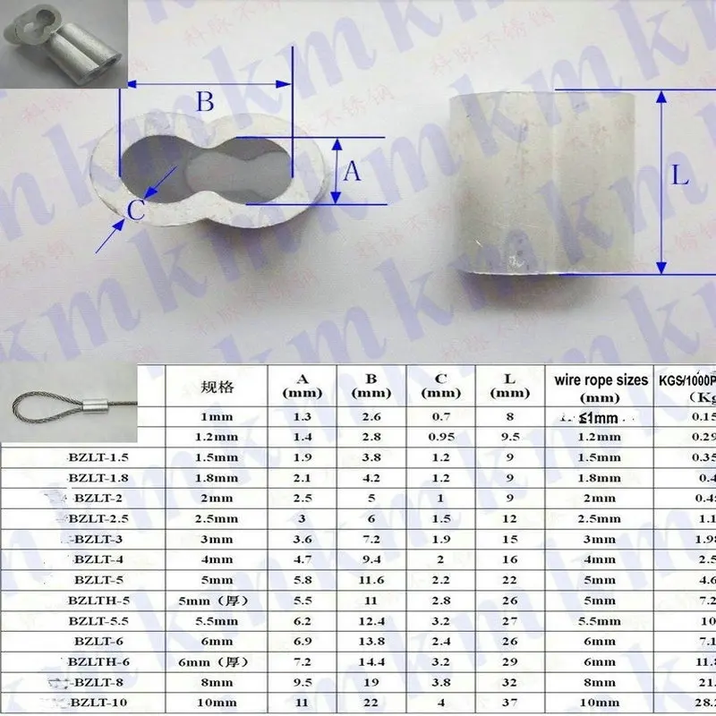 HQ BF01 Thicken Aluminium 8 Shape Double Holes Wire Rope Ferrule Sleeve Wire Rope Clip Clamp (For 0.5-10MM Wire Rope Cable)