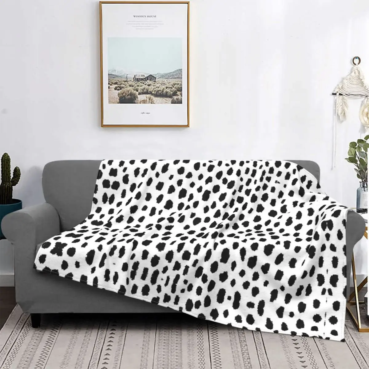 Dalmatian Spots Blanket Flannel All Season Dog Animal Lover Portable Ultra-Soft Throw Blanket for Bedding Bedroom Quilt