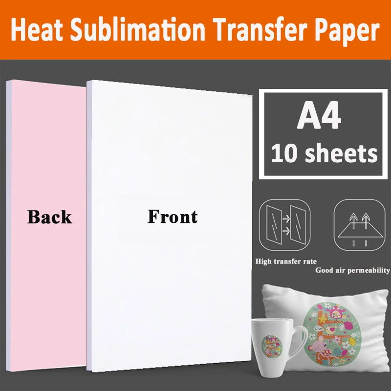 10 sheet A4 Heat Sublimation Transfer Paper For Polyester T-shirt Non-cotton Cloth Mug Phone Case Porcelain By Inkjet Printer