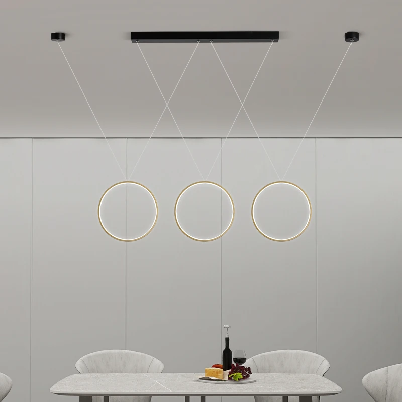 

Round Rings LED Pendant For Kitchen Bedroom Dining Table Living Room Coffee Bar Office Restaurant Foyer Villa Indoor Simple Lamp