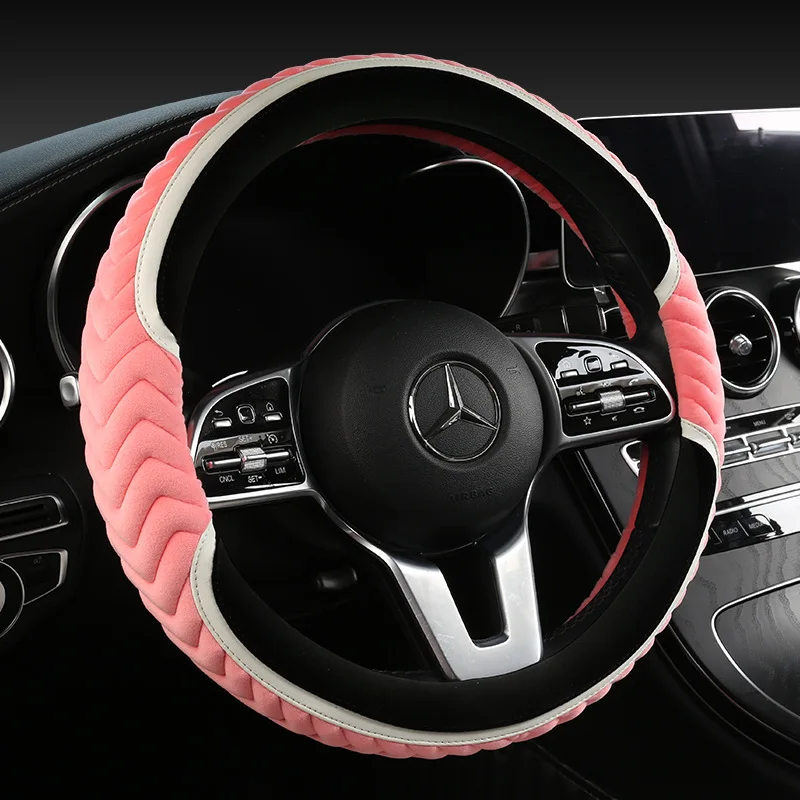 

The new car steering wheel cover plush thickening warm non-fluffy general decorative car cover