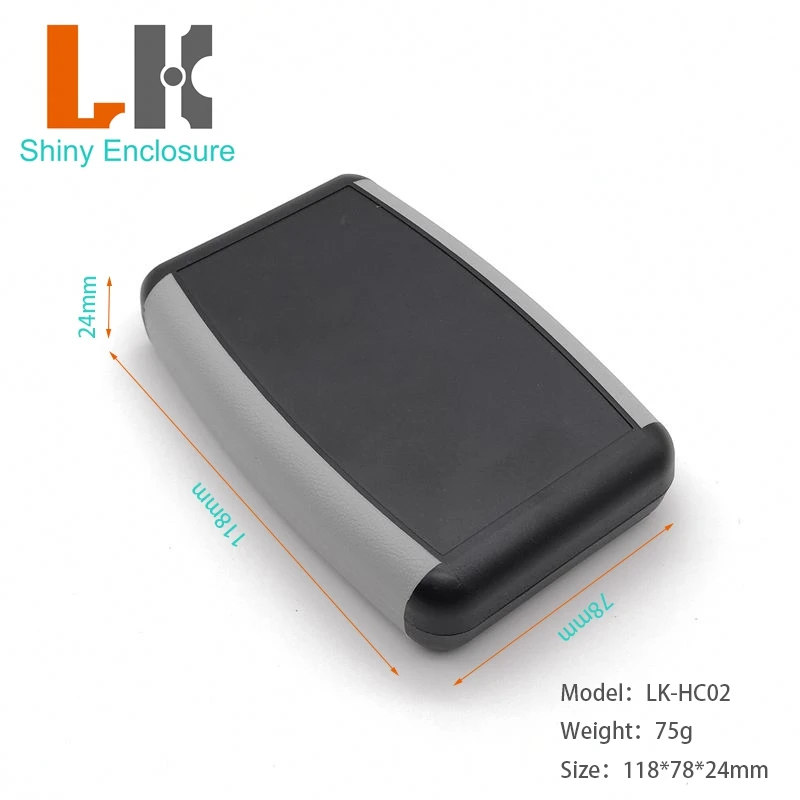 LK-HC02 High Quality Plastic Electronic Enclosure Handheld Instrument Enclosure with Battery Holder 118x78x24mm