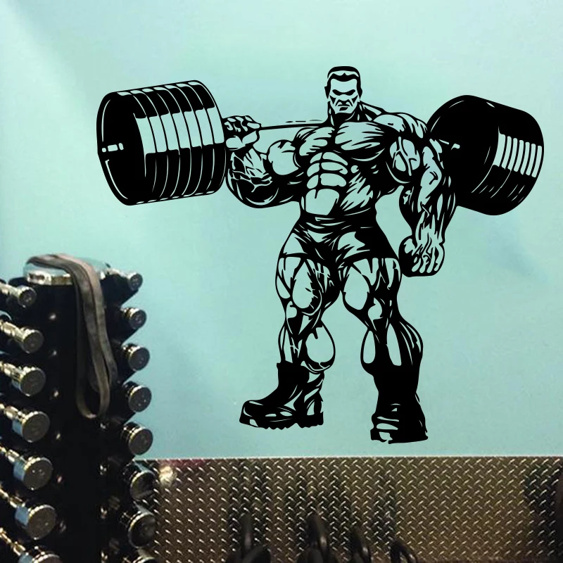 Gym Sign  Gym Barbell Fitness Sport Wall Sticker Crossfit Exercise Bell  Fitness Center Studio Wall Decal Vinyl Decor G1051