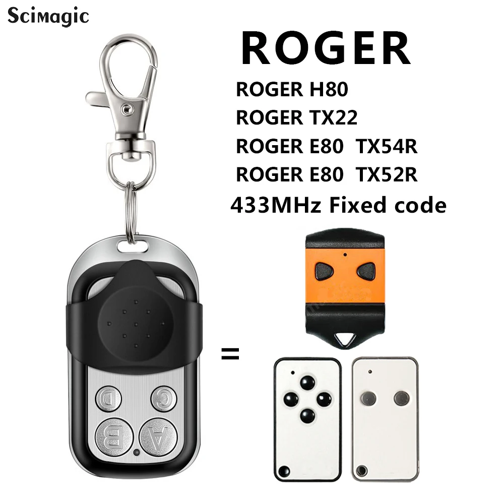 100%Clone Roger E80 TX52R E80/TX52R/2 2 Channel Fixed Code Remote Control 433.92 MHz