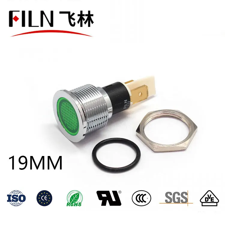 FILN-lámpara indicadora de señal, popular producto de Metal, 19mm, 12v, 24v, rojo, azul, verde, blanco