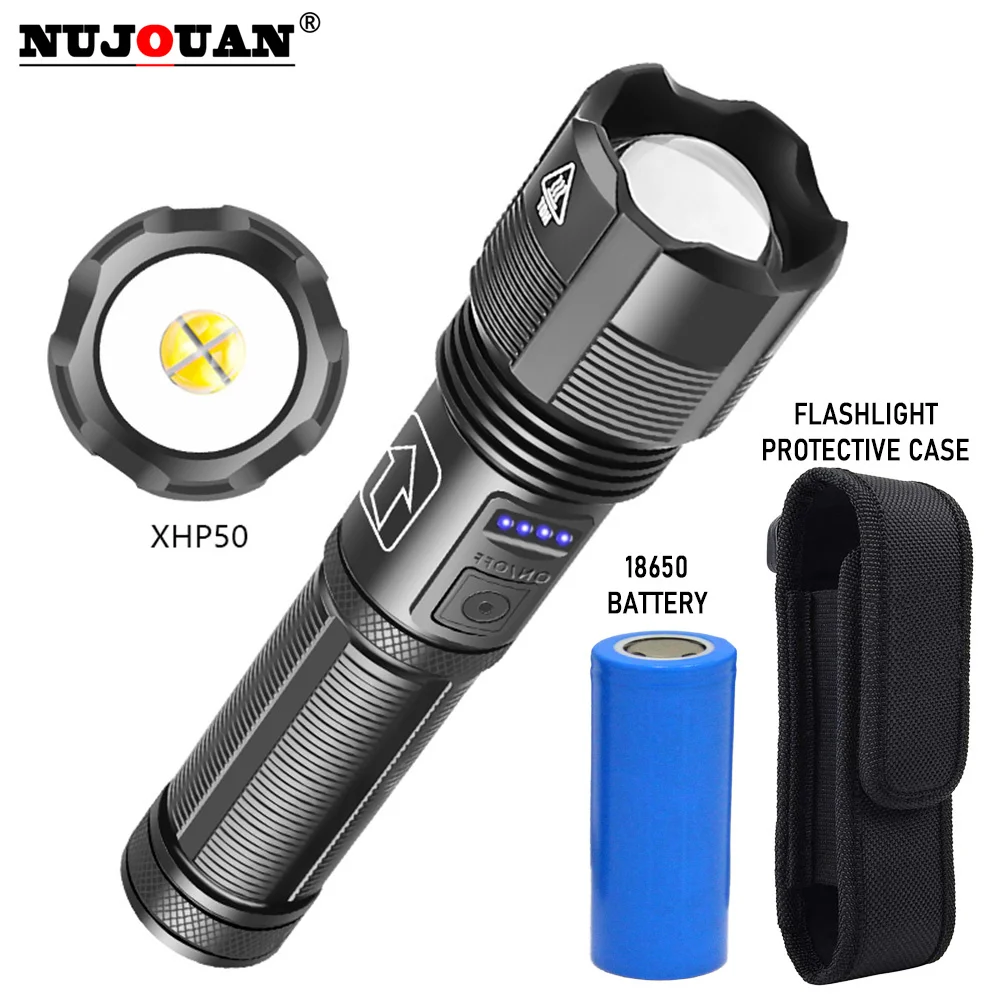 Power Torch Waterproof USB Rechargeable LED Mini Telescopic Zoom 1000LM10W 300 Meters Camping Light Portable Aluminum Flashlight