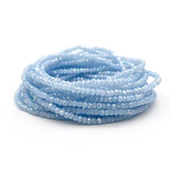 1mm Faceted Round Light Blue Plated Glass Czech Beads Loose Spacer Beads Handmade for Jewelry Making Bracelet Necklace