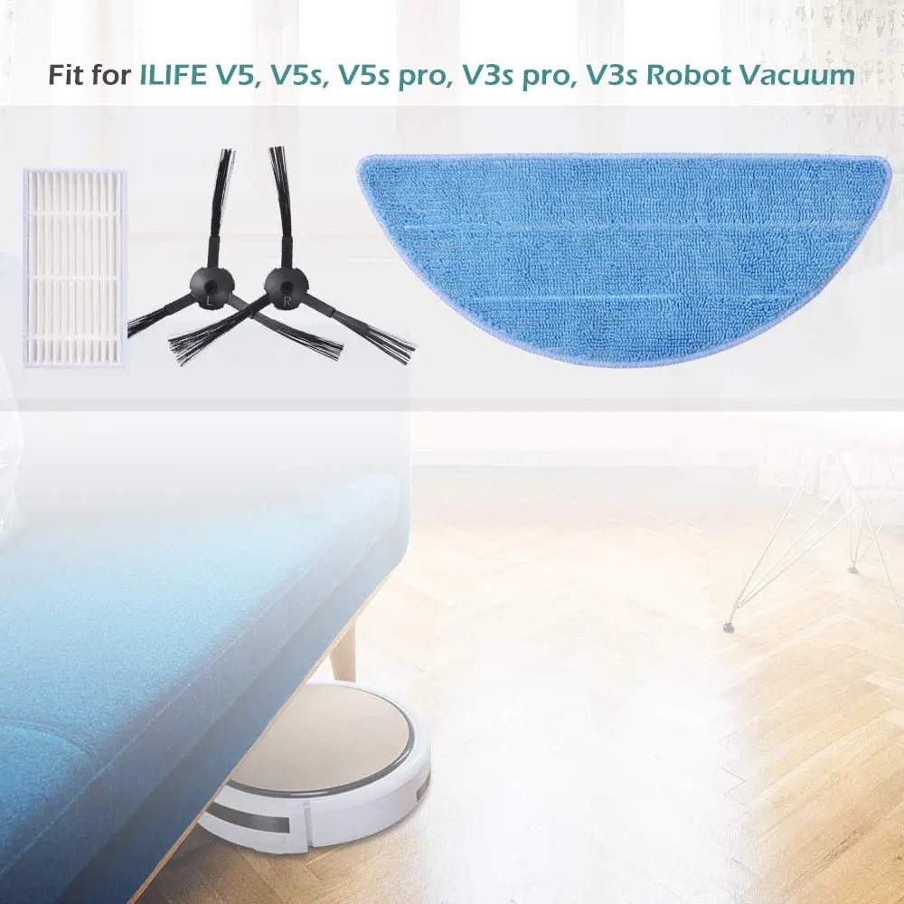 ロボット掃除機部品,サイドブラシ,モップ用プライマリダストフィルター,ilife v5 v5s v3 v3s v5pro v50 v55 x5 v5spro用hepaフィルター