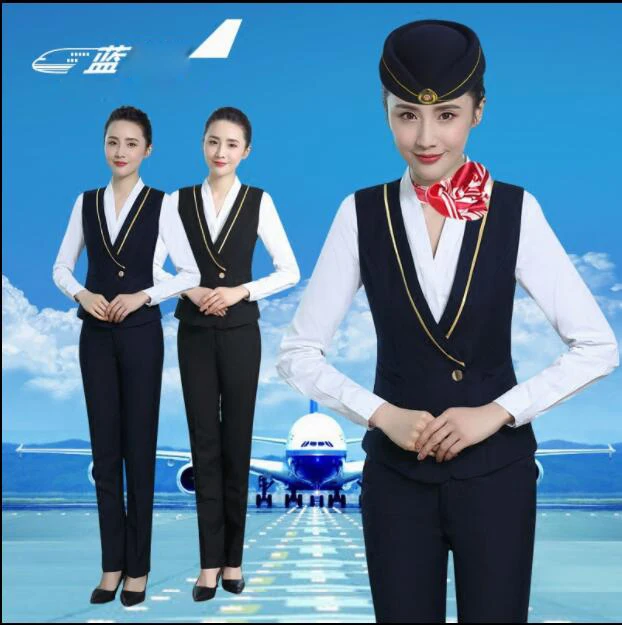 High-speed railway stewardess Occupation Uniform student interview Clothing Lady Professional women Suits Air hostess uniform