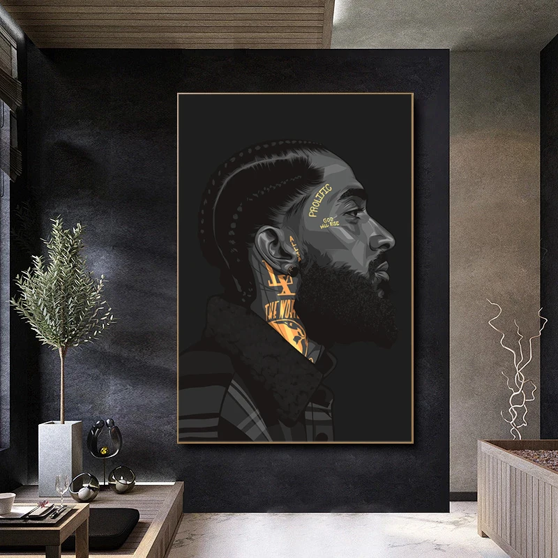 Nipsey Hussle Hip Hop Music Rapper Singer Art Canvas Print Painting Portrait Living Room Wall Pictures Home Decoration Posters