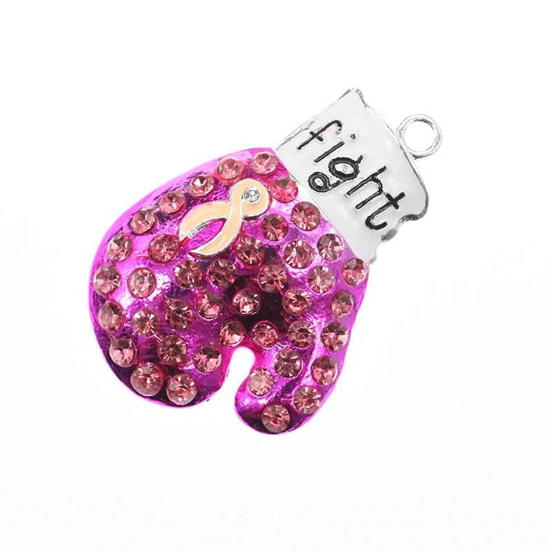 Boxing Gloves Breast Cancer Awareness Pink Ribbon Pendant for Mothers Daughters