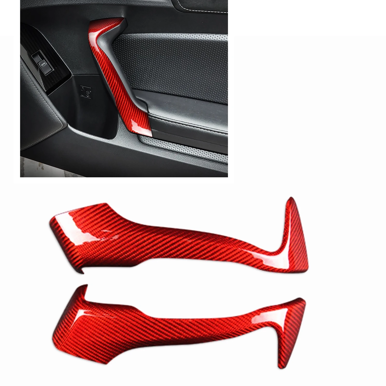 

For Subaru BRZ Scion FR-S Toyota 86 2012-2020 Car Interior Door Handle Cover Trim Carbon Fiber Red/Black Handknob Cattch Shell