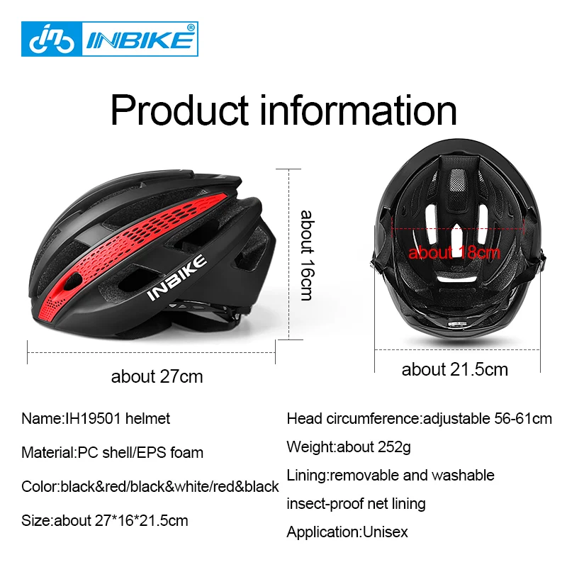 INBIKE Mountain Bike Helmet for Men Ultralight Biking Helmet for MTB Road Cycling Men\'s Safety Riding Helmet Bicycle Accessories