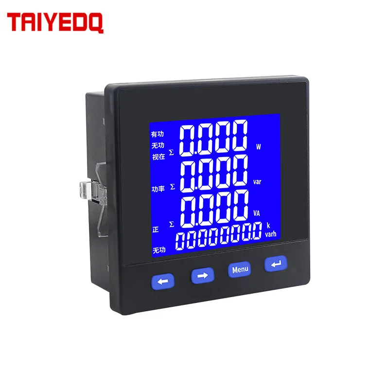 Three-Phase LCD Multi-Function Power Meter With RS485 0.5 Class V A W VA HZ VAR KWH