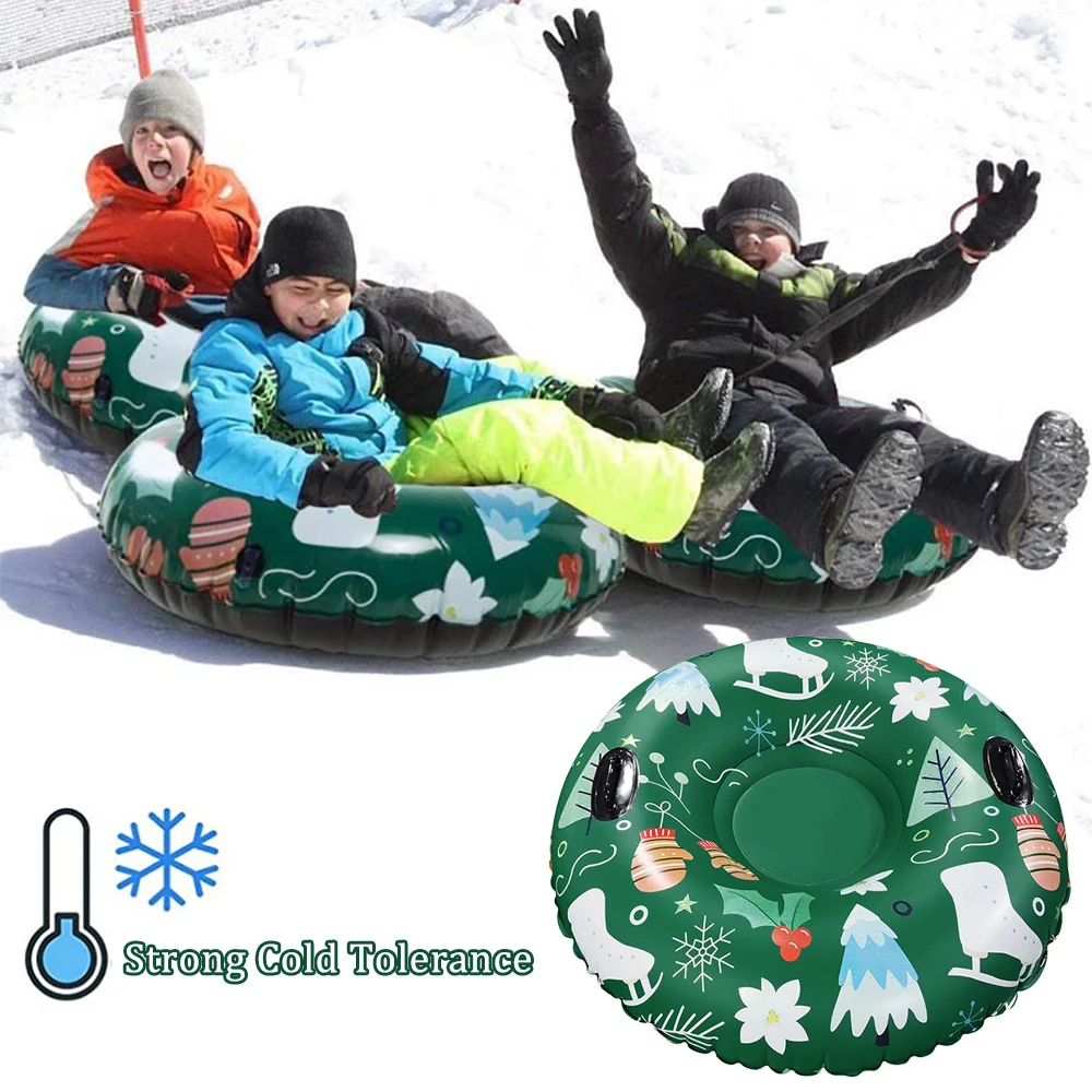 Inflatable Ski Ring Christmas Theme High Elasticity Cold Resistance With Handle Floated Sled Outdoor Snow Tube SkiingAccessories