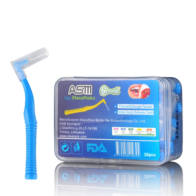 20 ชิ้น/กล่อง L รูปร่าง Push-Pull Interdental แปรงจัดฟันไม้จิ้มฟันฟันไวท์เทนนิ่งฟันแปรงสีฟัน Oral Hygiene Care