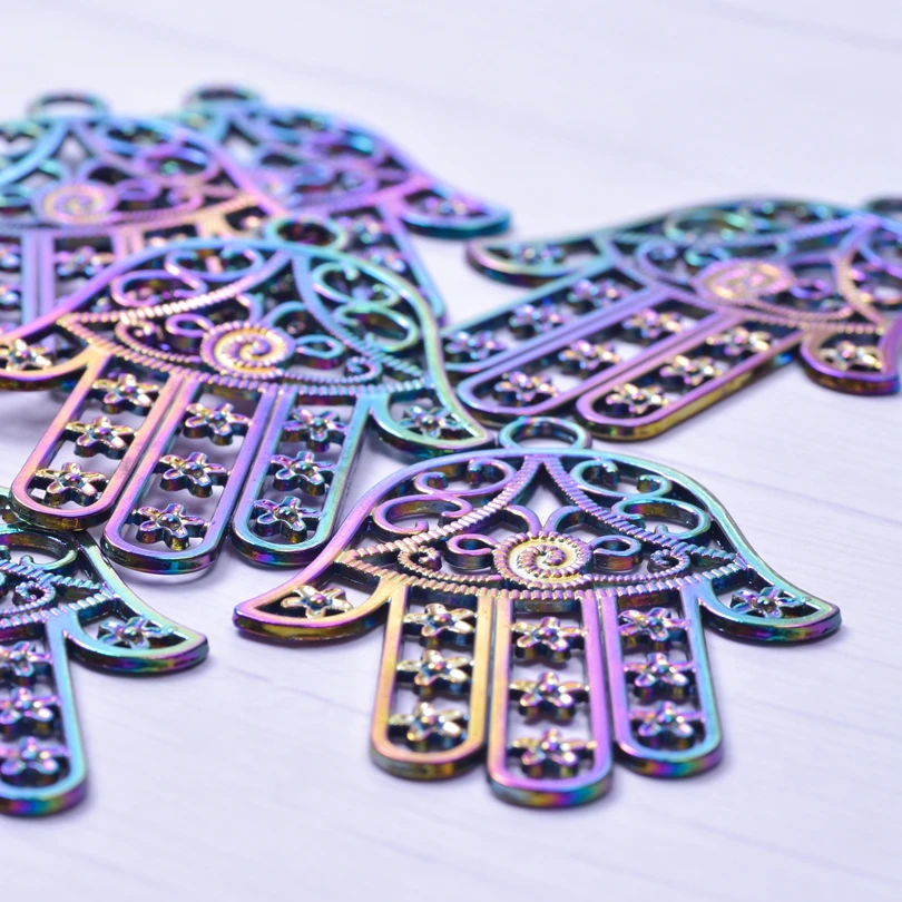 2pcs Rainbow Animal Charms For Jewelry Making Supplies Elephant Leopard Butterfly Charm Pendant Handmade Accessories Fatima Hand