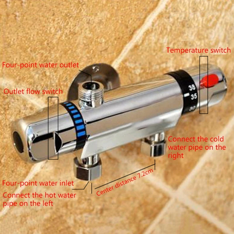 Termostática Misturador do Chuveiro Barra Termostática Válvula Misturador do Chuveiro com Controle Temperatura Controle Volume Água Chuveiro 50lb