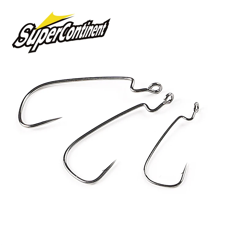 Supercontinent Offset with big rings Carbon Steel Crank Hooks Hooks tackle Worm Hooks With big eyes Ring