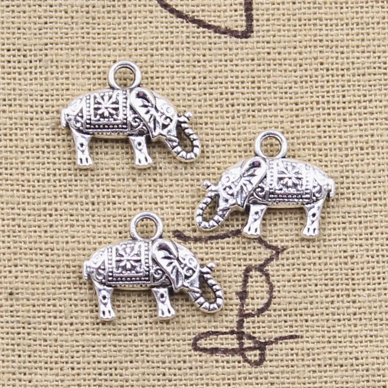 15Pcs Charms Thaise Olifant 13X17Mm Antiek Zilver Kleur Hangers Maken Diy Handgemaakte Tibetaans Vinden Sieraden