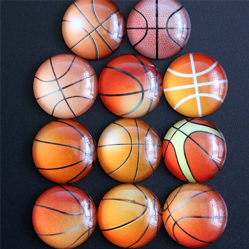 8mm 10mm 12mm 14mm 16mm 18mm 20mm 25mm Basketball Pattern Glass Cabochon Flatback Photo Base Tray Blank DIY Making Accessories