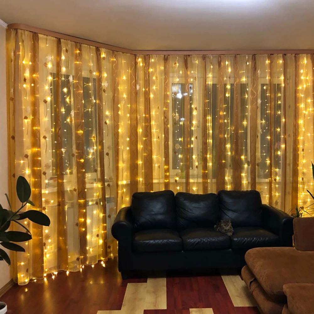 

3x1/3x2/3x3/6x3m LED Icicle led curtain fairy string lights christmas garland for home wedding party curtain window garden decor