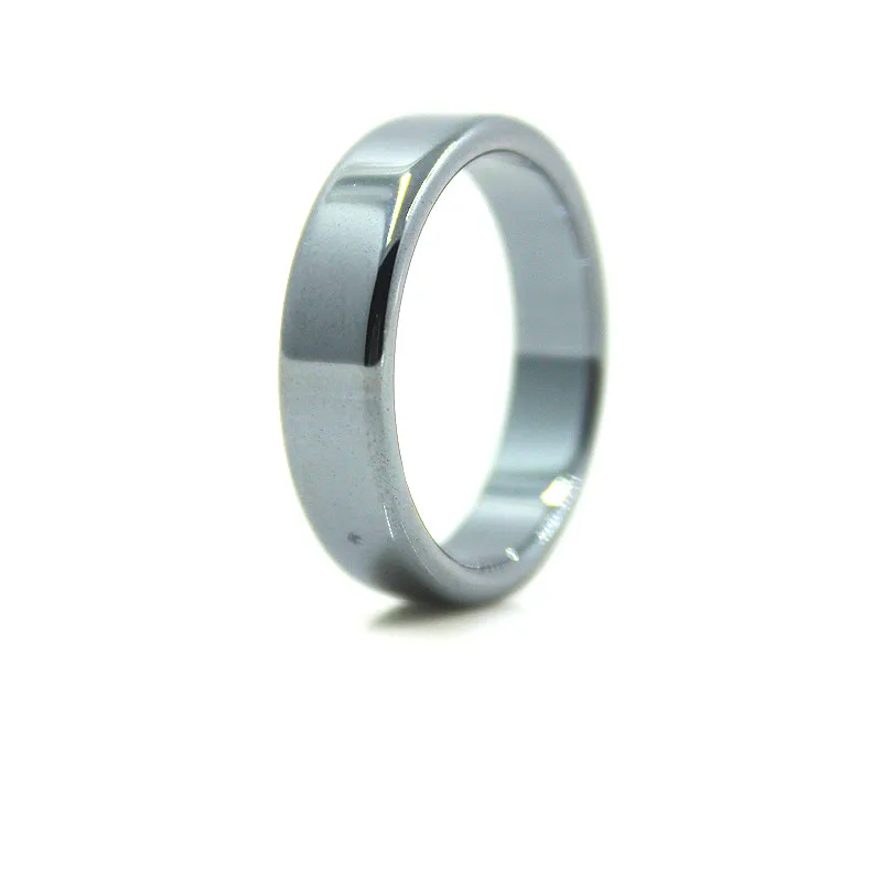 1 Pcs Top Selling Flat Hematite Ring 6mm Wide Male and Female Fashion 5A Quality Jewelry Black Magnet Ring High Quality