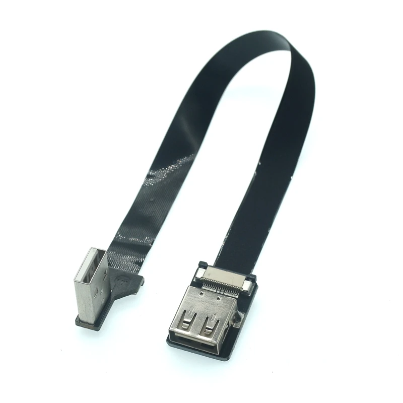 DIY Hot Sale USB 2.0 A Male To Female 90 Degree Angled Usb Extension Cord Flat Wire Charging Data FPV Cable 5cm 10cm 0.5m 1m