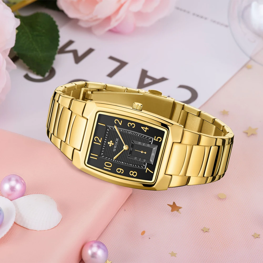 WWOOR Women Watches Gold Casual Ladies Quartz Watch Top Brand Luxury Waterproof Stainless Steel Women\'s Watches Relogio Feminino