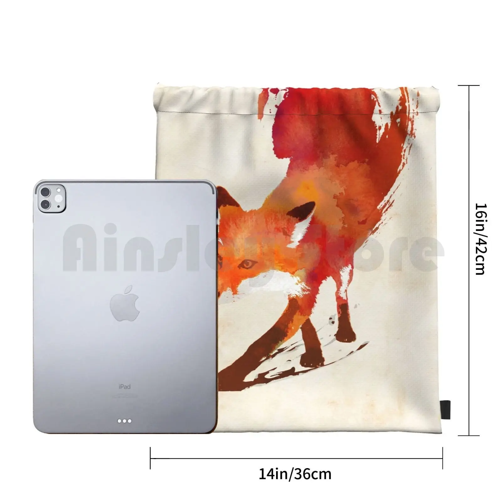 Vulpes Vulpes Backpack Drawstring Bags Gym Bag Waterproof Fox Watercolor Nature