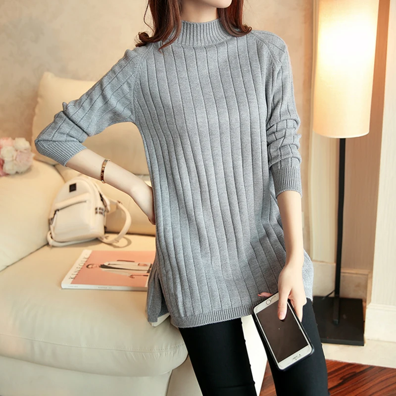 New Spring Autumn Warm Long Sweater Dress Women Round Neck Sweater Pullover Female Knitted Sweater Pull Femme Large Size Clothes