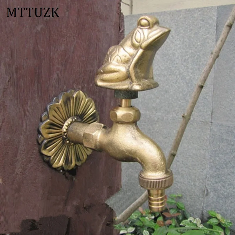 MTTUZK outdoor garden faucet  animal shape Bibcock with antique brass Frog tap for washing machine/Garden watering Animal faucet