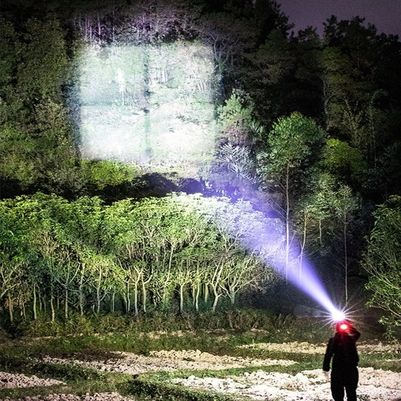 500000LM XHP100 Most Powerful Led Headlamp XHP90 High Power Camping Headlight USB Rechargeable Head Flashlight Fish Head Lamp
