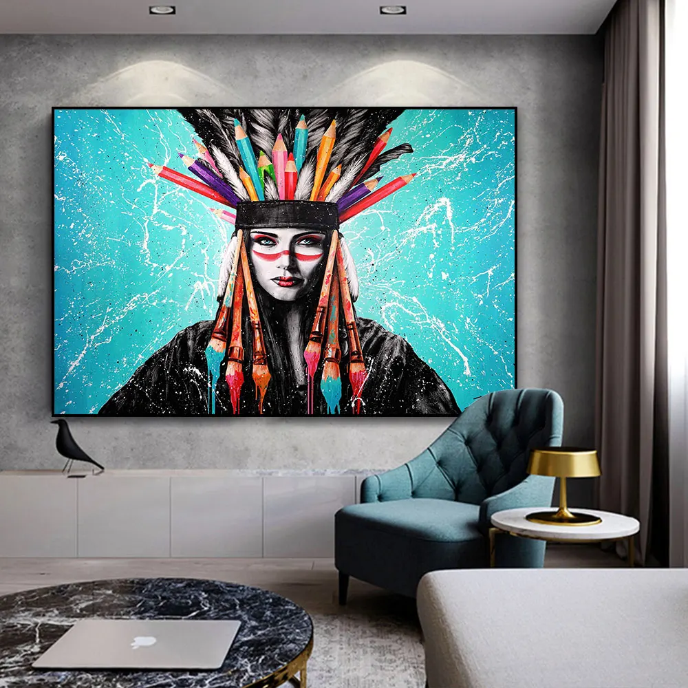 Modern Graffiti Beautiful Woman In Kimono Canvas Painting Poster Print Wall Art Picture For Living Room Home Decor Frameless