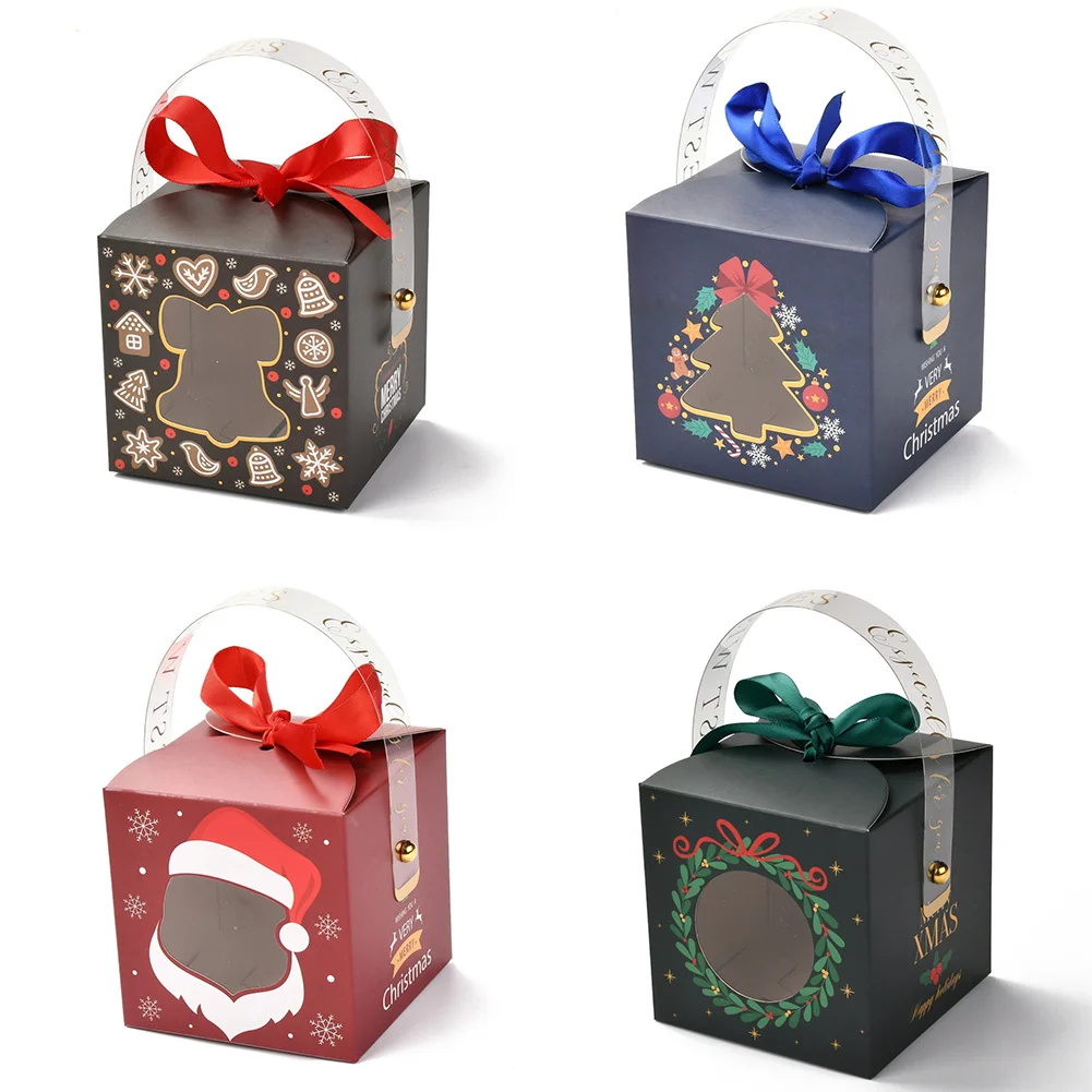 

Christmas Gift Boxes with Transparent Window Paper Folding Box for Xmas Present Candy Holders Gift Wrapping Packaging Bags 20Set