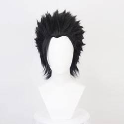 Final Fantasy FF7 Zack Fair Cosplay Perucas Curtas Pretas Slicked-back Resistente ao Calor Peruca de Cabelo Sintético + Touca Peruca