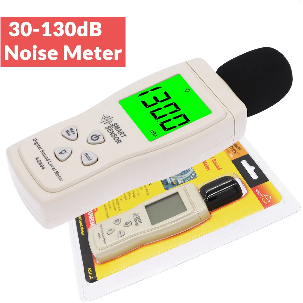 

Digital Sound Level Meter AS804 30-130dB Noise Meter Tester Smart Sensor Noise DB Detector Analyzer with Backlight 40%off