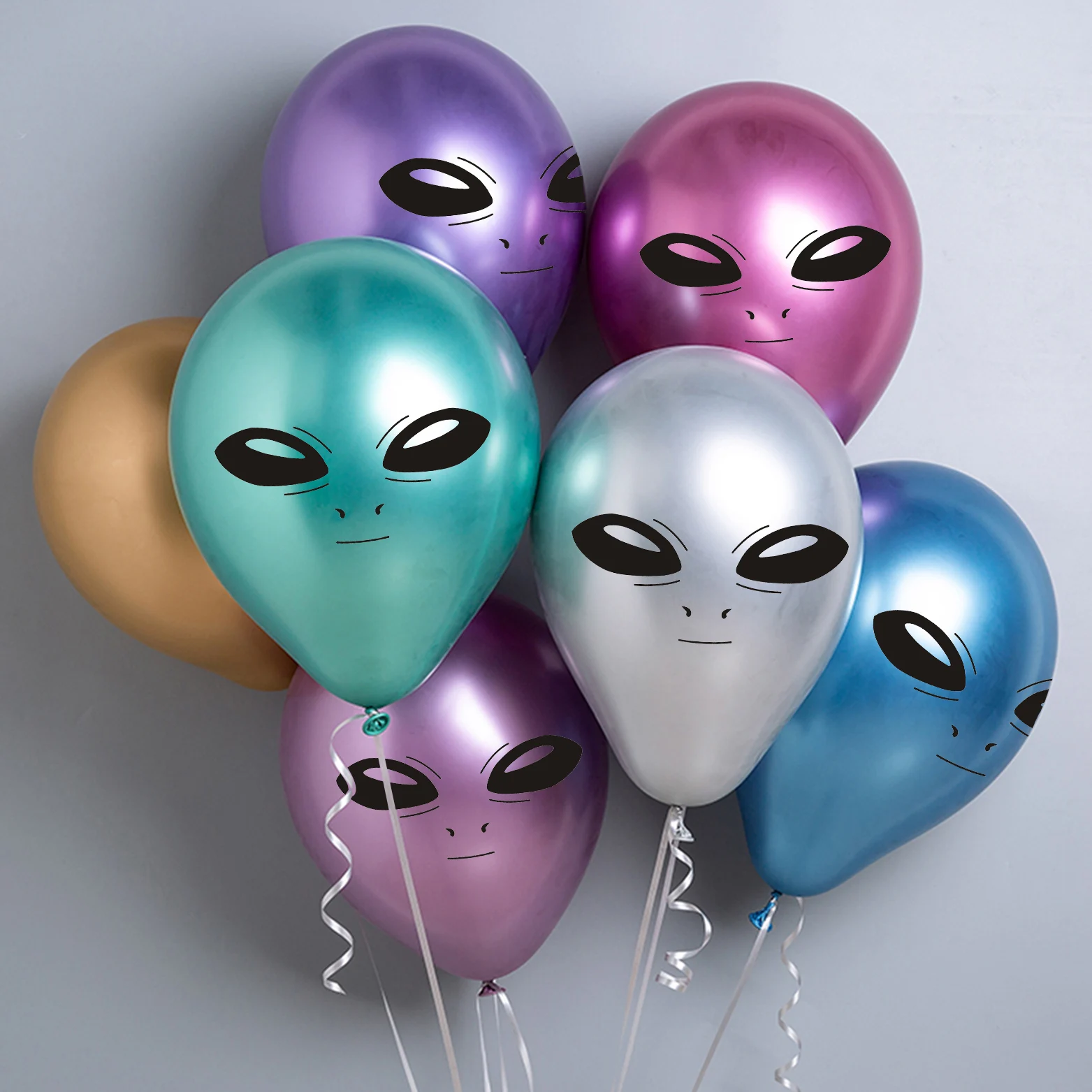 10Pcs Alien Balloon Birthday Balloon ET Party Decoration Thickening Latex Metal Balloon Party Halloween Ballon