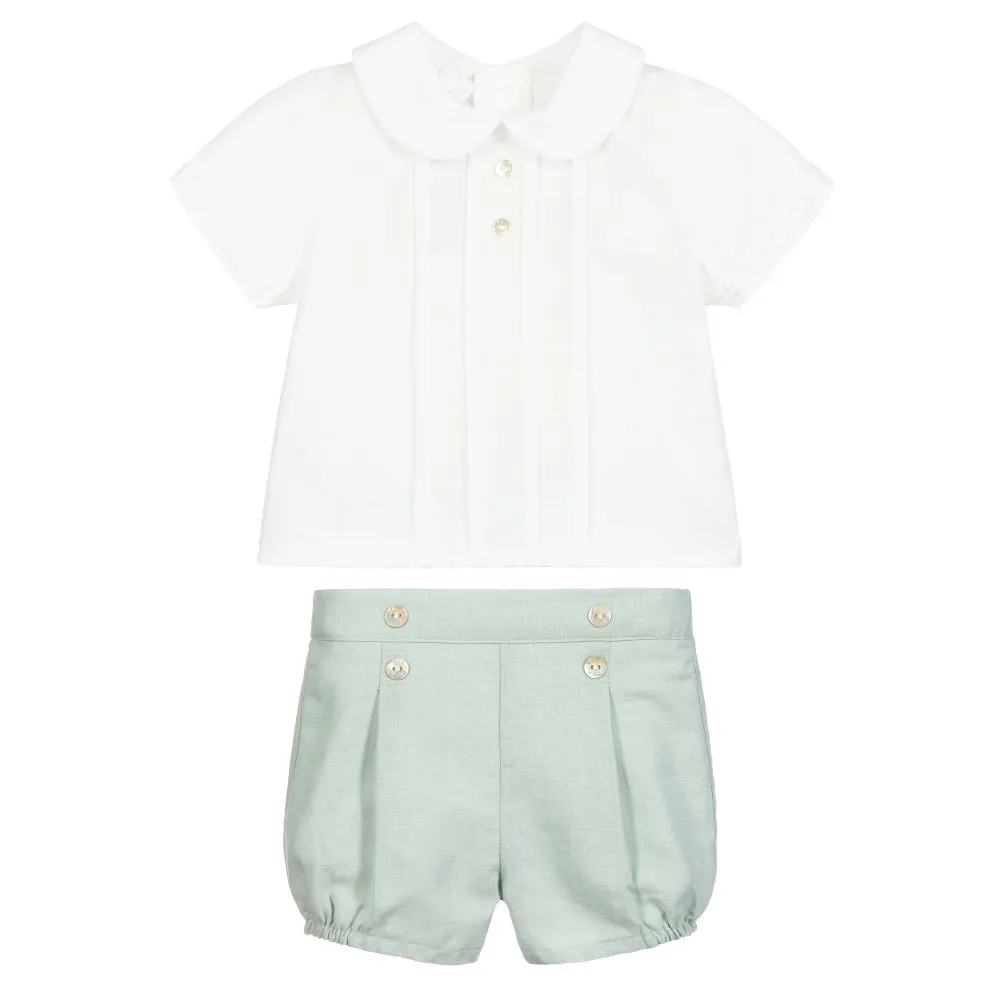 Boys Outfits Spanish Toddler Boys Baby Light Green Cotton Dress Newborn Infant Clothes