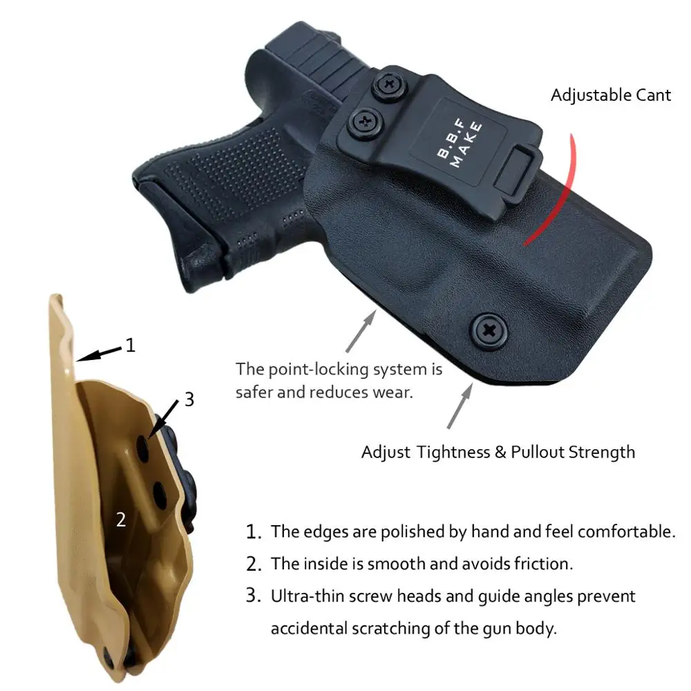 B.B.F Make IWB Tactical KYDEX Guns Holster Fits: Glock 26 27 33 Inside Concealed Carry Waistband Pouch Pistola Case Accessories