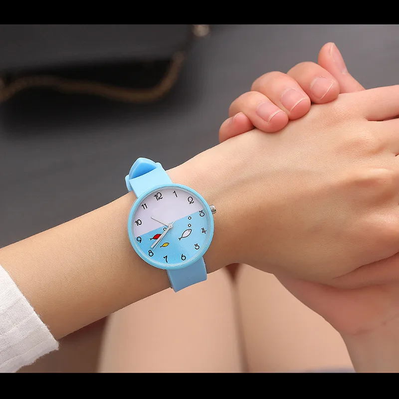 UTHAI BK46 Jelly Silicone Lady Girl Student Korean Style Simple Trend Shu Xia Cute Junior High School Student Watch