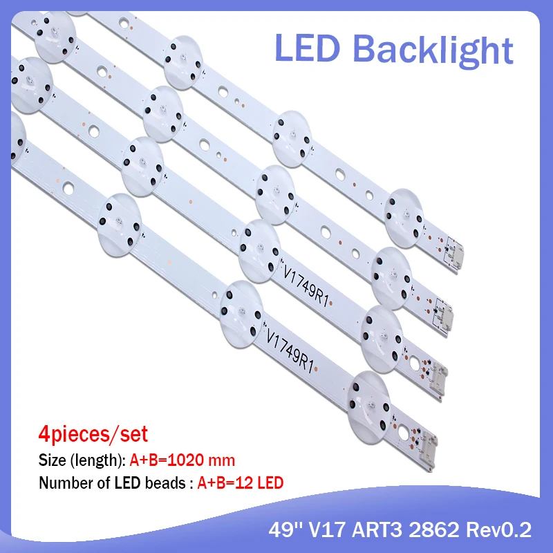 

new 40pcs/set LED Backlight strip For LG 49'' TV 6916L-2862A 6916L-2863A V17 49 R1+L1 ART3 49UJ670V-ZD 49UJ651V LC490DGG(FK)(MD